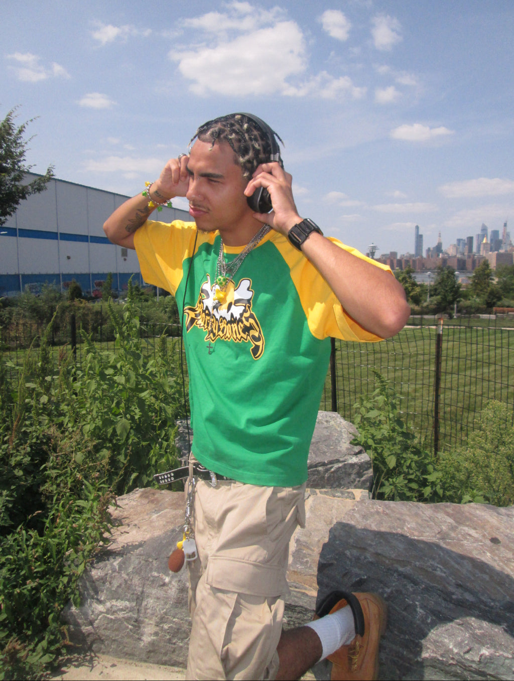 Barry Bones Raglan Tee (Green/Yellow)