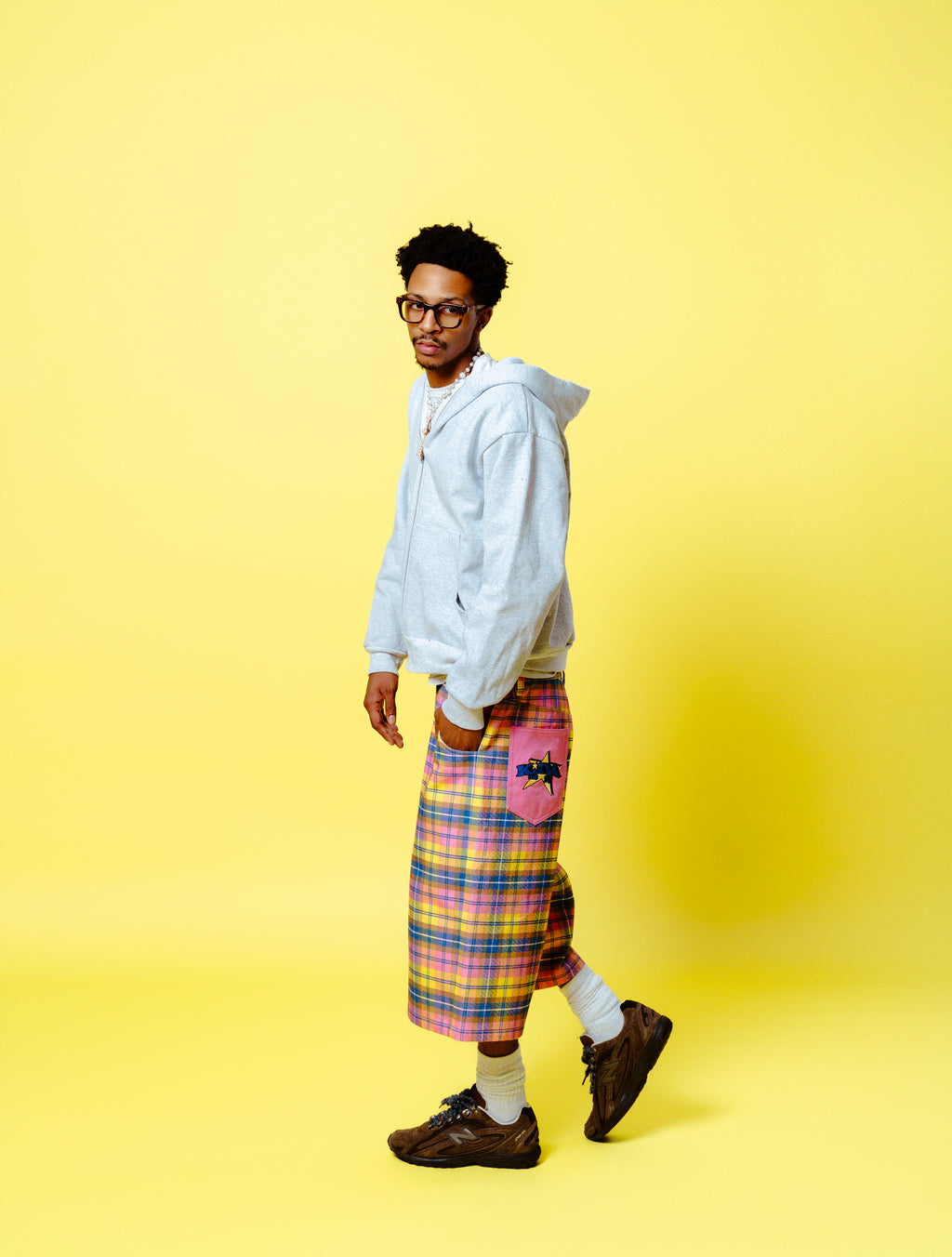 Kida's Plaid Denim Shorts